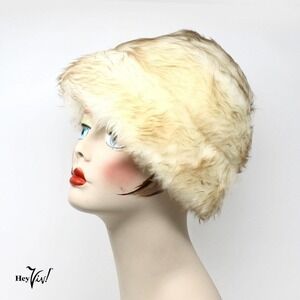 Vintage Marche Light Brown Tipped White Fur Hat Cloche Made in Italy - Hey Viv